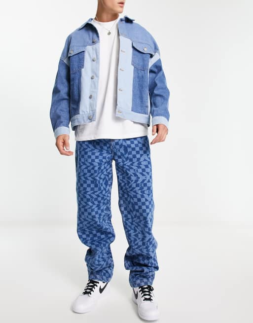 Karl Kani - Signature - Jeans met dambordmotief in blauw