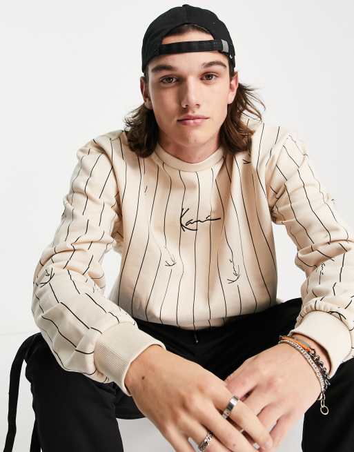 Karl Kani - Signature - Krijtstreep sweatshirt in wit, 4 van 4