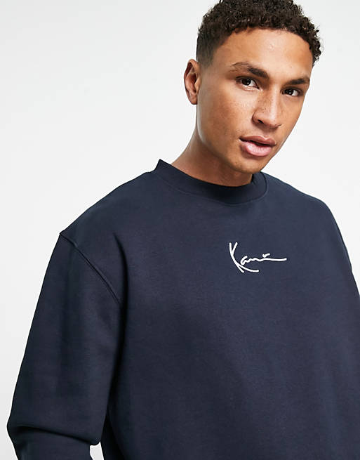 Karl Kani signature logo crew sweatshirt in navy | ASOS