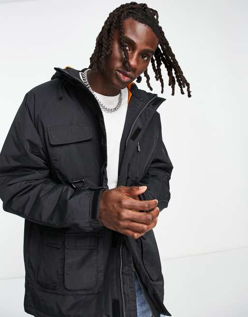 Karl Kani signature padded utility jacket in black | ASOS