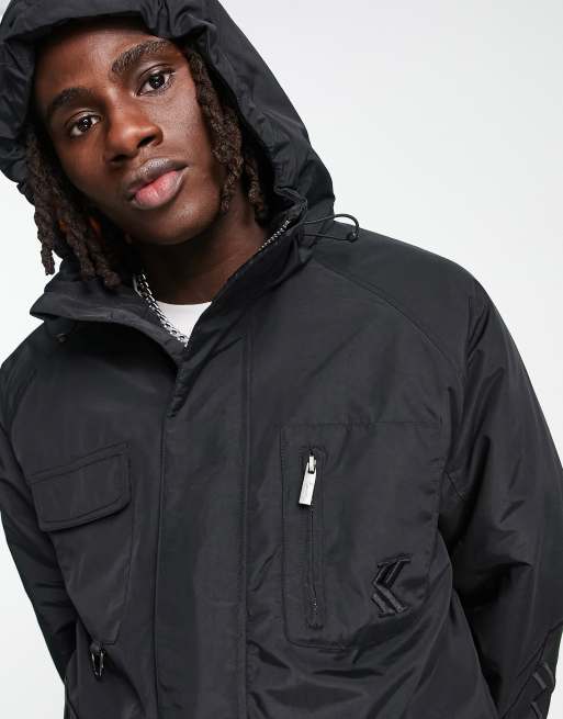 Karl Kani signature padded utility jacket in black