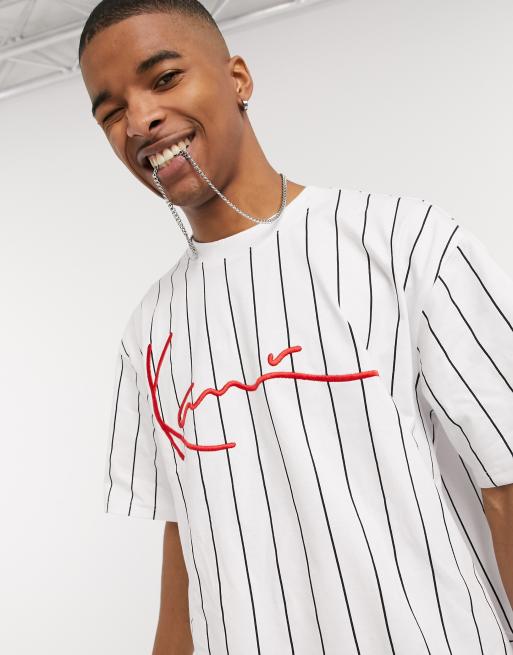 Karl Kani Signature Pinstripe t shirt in white