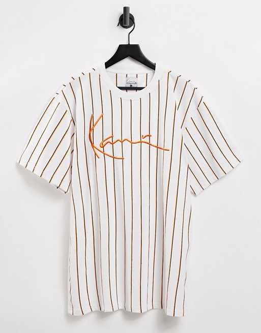 Karl Kani Signature pinstripe t-shirt in white
