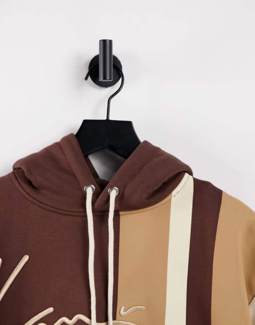 Karl Kani signature stripe hoodie in brown, 3 of 4