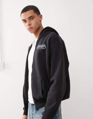 Karl Kani - Signature - Sweat à capuche zippé avec logo chromé imprimé au dos - Noir