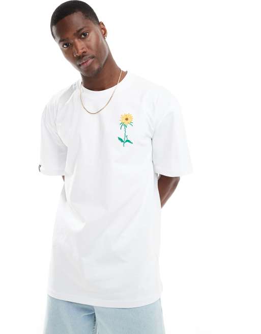 Karl Kani - Signature - T-shirt met bloem op de borst in wit