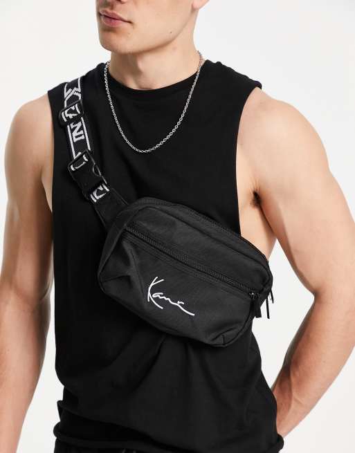 Karl Kani signature tape hip bag in black