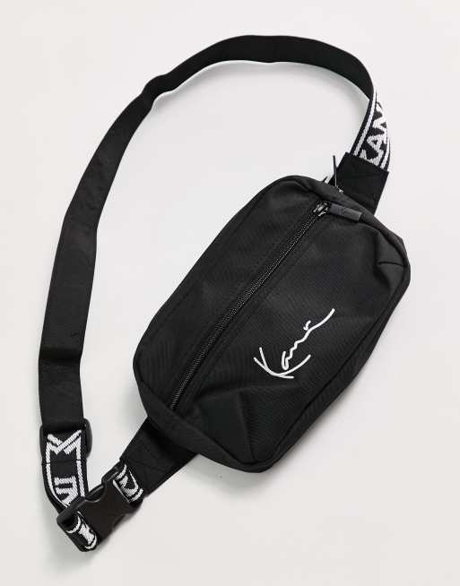 Karl Kani signature tape hip bag in black