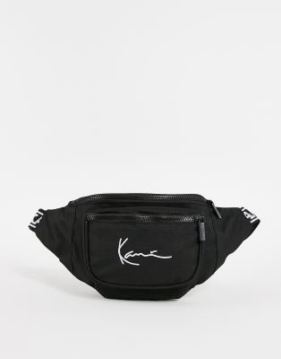 Karl Kani signature tape waist bag in black