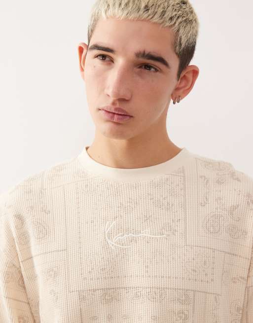 Karl Kani signature waffle paisley long sleeve t-shirt in