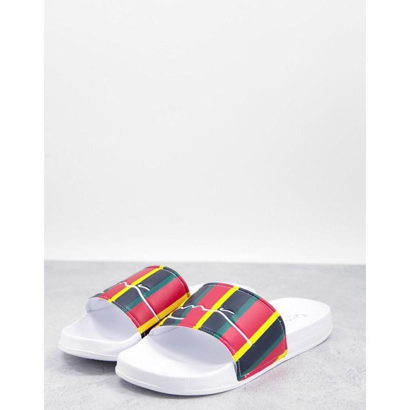 Scarpe, Stivali e Sneakers Slider e infradito Karl Kani - Sliders rosse multicolore a righe con logo