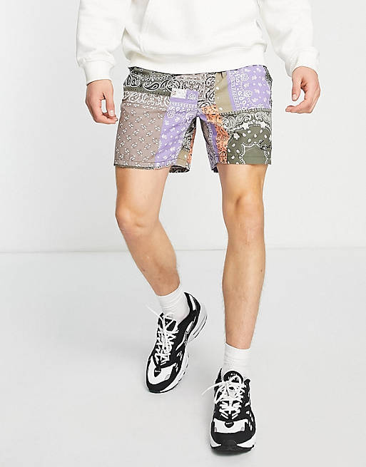 Karl Kani small signature shorts in patchwork paisley (part of a set)