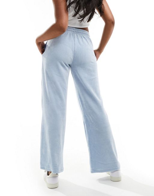 Wide-leg Corduroy Pants - Light gray - Ladies