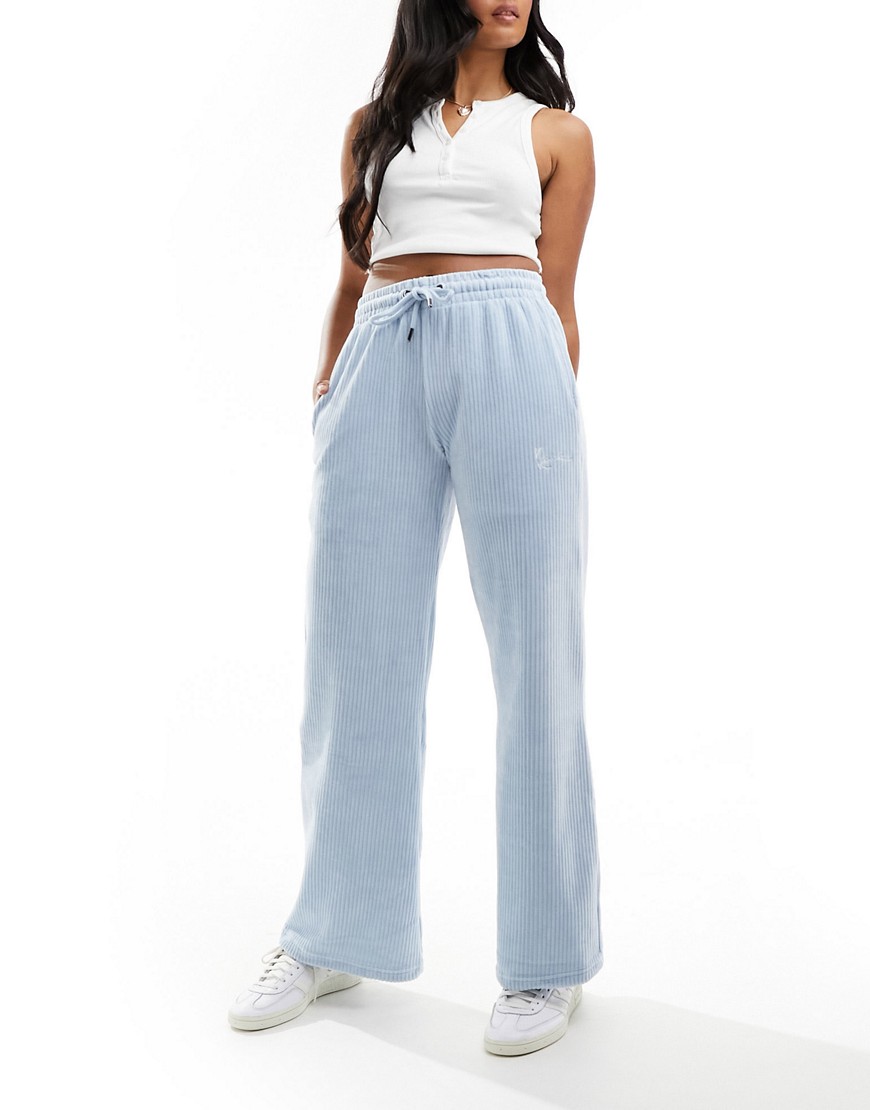 Karl Kani small signature wide leg corduroy trousers in light blue