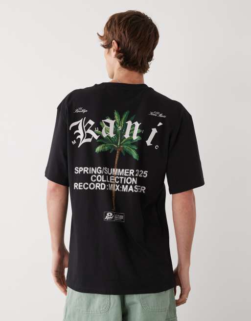 Karl Kani - Sort oversized T-shirt med palmeprint på brystet og ryggen, 3 af 5