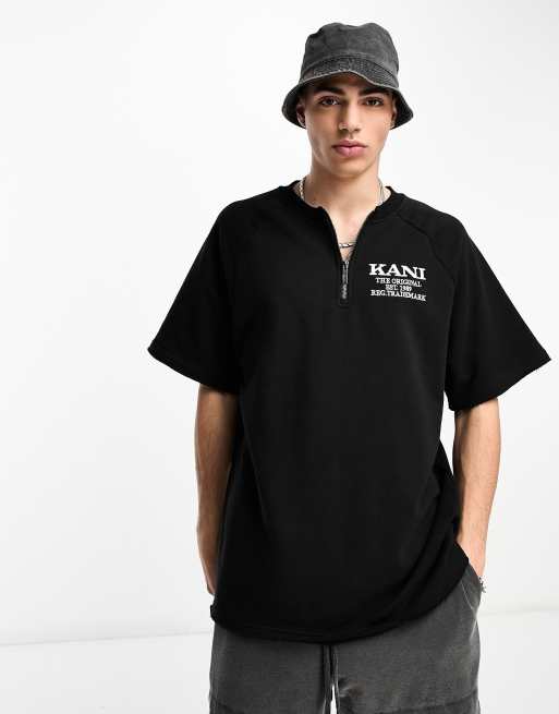 Karl Kani - Sort sweatshirt med korte ærmer og kort lynlås i retro-stil