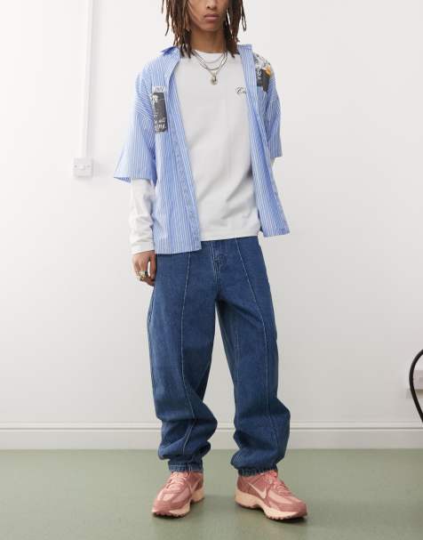 Karl Kani straight leg jeans in mid wash blue - view 1