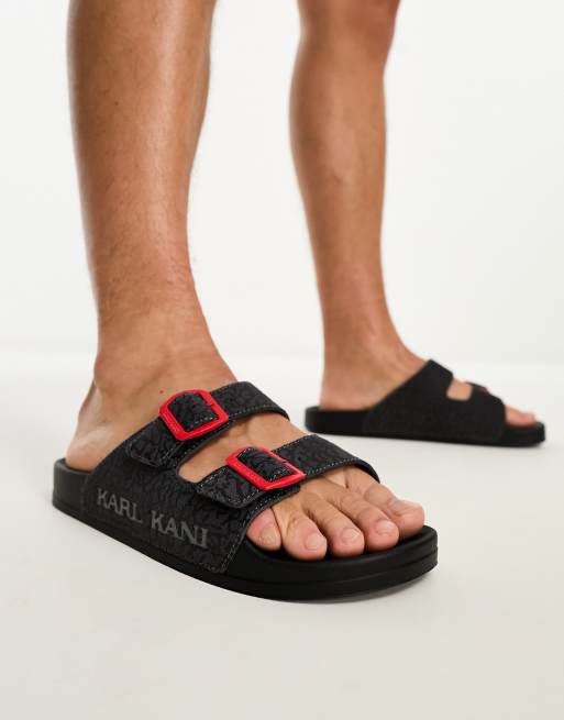 Karl Kani - Street - Sliders nere con fibbie rosse
