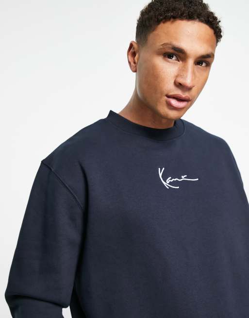 Karl Kani - Sweatshirt met ronde hals en signatuur-logo in marineblauw