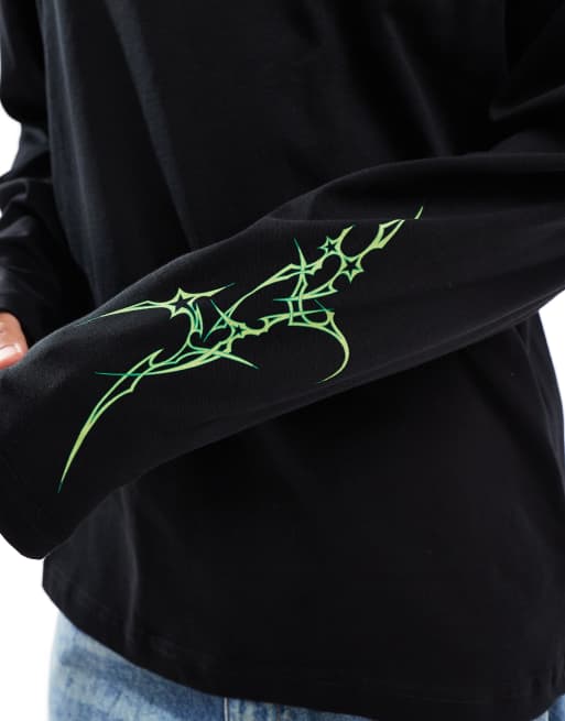 Karl Kani - T-shirt a maniche lunghe nera con firma, 4 di 4