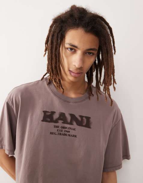 Karl Kani - T-shirt color tortora con logo rétro - view 1