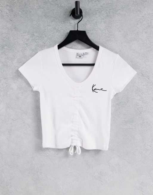 Karl Kani - T-shirt corta a coste con laccio e dettaglio logo sul davanti