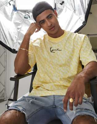 Karl Kani - T-shirt gialla con logo piccolo