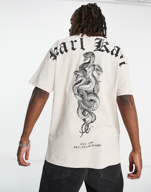 Karl Kani - T-shirt met oud Engelse print in beige