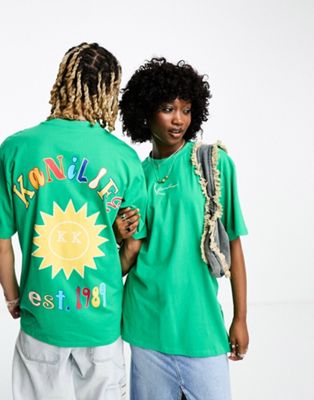 Karl Kani unisex small signature oversized t-shirt in green with back print - ASOS Price Checker
