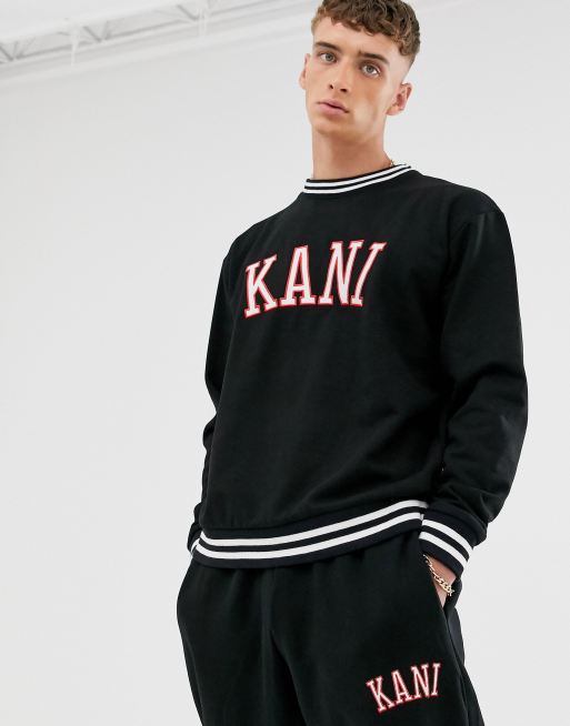 Karl - Tuta sportiva nera con scritta "Kani" stile college, 2 di 3