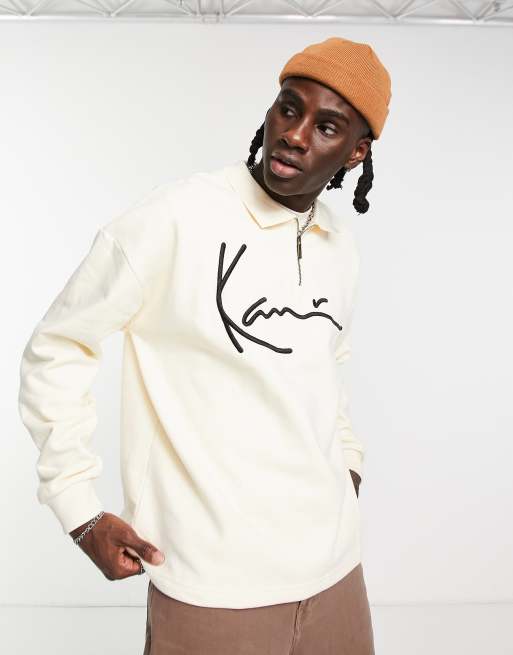 Karl Kani - Troyer - Sweater met halve rits en handtekening in crème