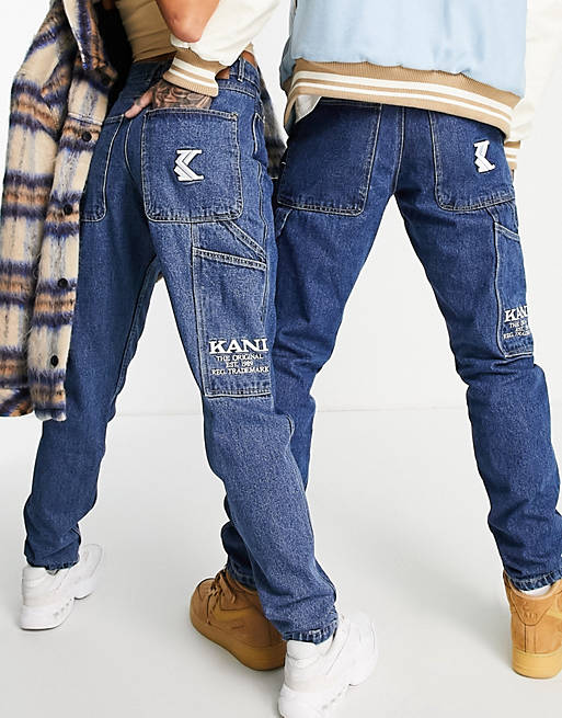 Women Karl Kani unisex baggy jeans in blue 