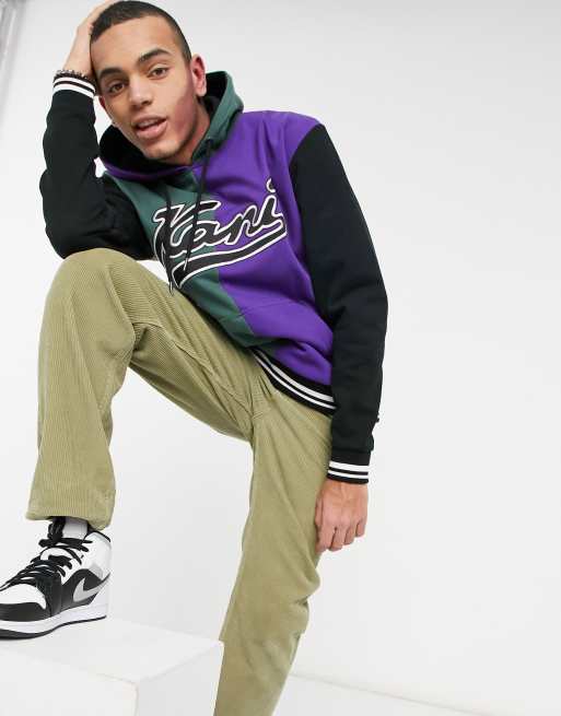 Karl Kani varsity block hoodie in green purple