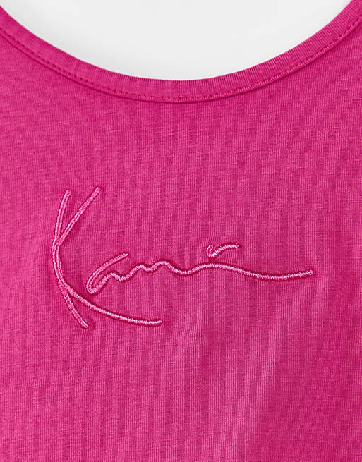 Women Karl Kani washed pink cami crop top with tie waist 