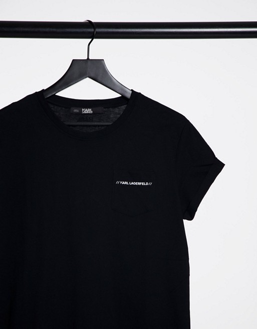 Karl Lagerfeld Athleisure pocket detail t-shirt in black