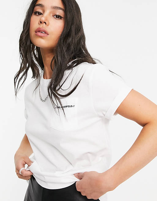 Karl Lagerfeld Athleisure Pocket T-Shirt in White