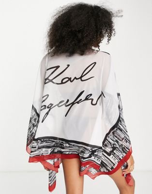 Karl Lagerfeld beach cover up in white
