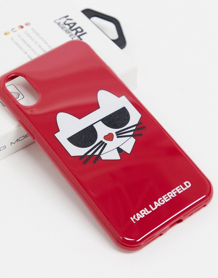 Karl Lagerfeld – Choupette – Rött skal till iPhone 8 med kattdesign-Röd