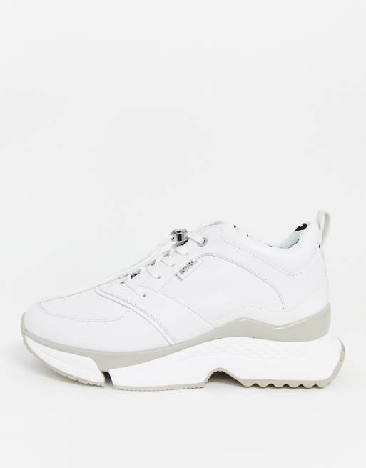 Chunky white hot sale leather trainers