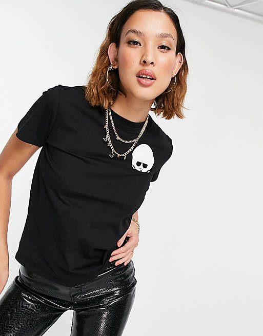 Karl Lagerfeld dots logo kocktail t-shirt in black