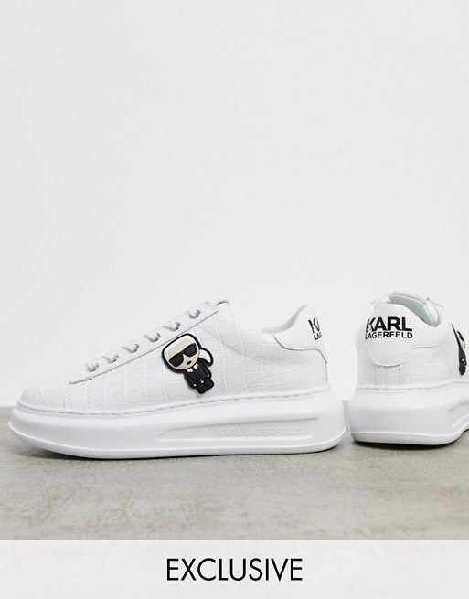 Karl Lagerfeld exclusive leather flatform trainers in white croc