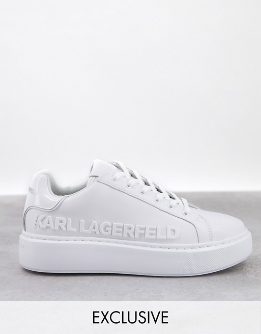 Karl Lagerfeld Exclusive platform sole trainers with raised logo in triple white