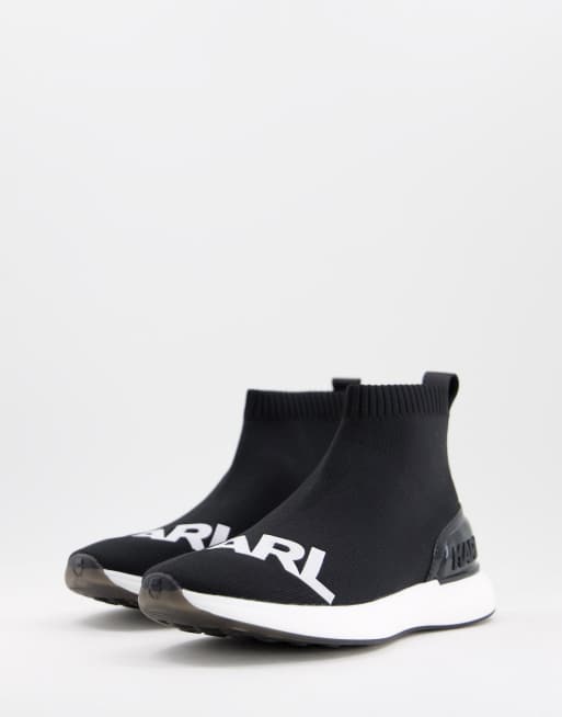Karl Lagerfeld – Finesse – Czarne buty sportowe z dzianinową cholewką