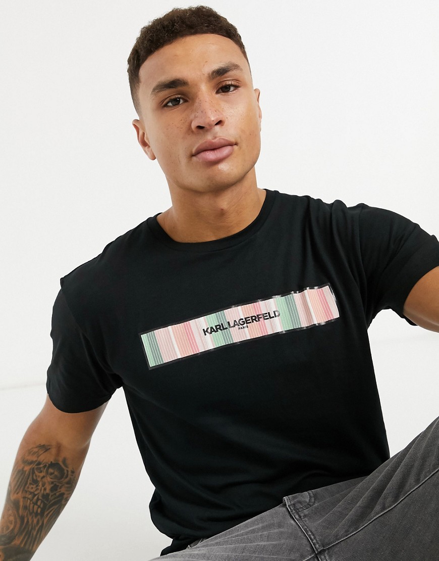 Karl Lagerfeld foil print pink logo T-shirt-Black