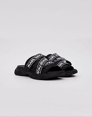 Karl Lagerfeld Gemini logo strap sandals in black
