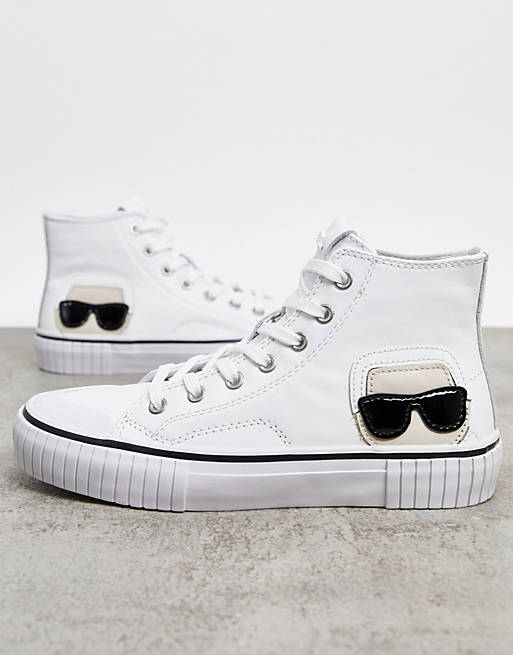 Karl Lagerfeld High top sneaker wit gedrukte letters casual uitstraling Schoenen Sneakers High top sneaker 
