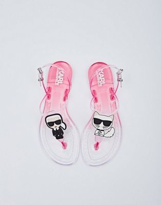 Karl Lagerfeld Iconic jelly sandals in pink hombre rubber