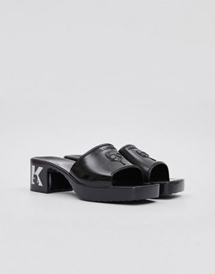 Karl Lagerfeld Jelly block heeled mules in black