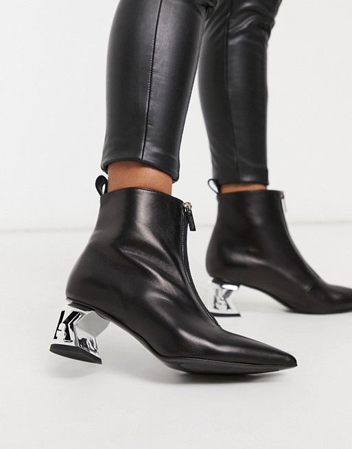 Karl Lagerfeld K-Blok mid ankle boots in black leather