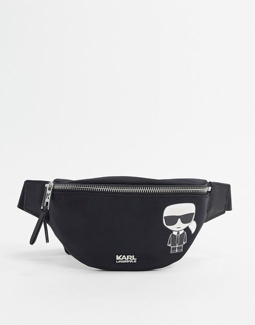 Karl Lagerfeld k/ikonik nylon bum bag in true black